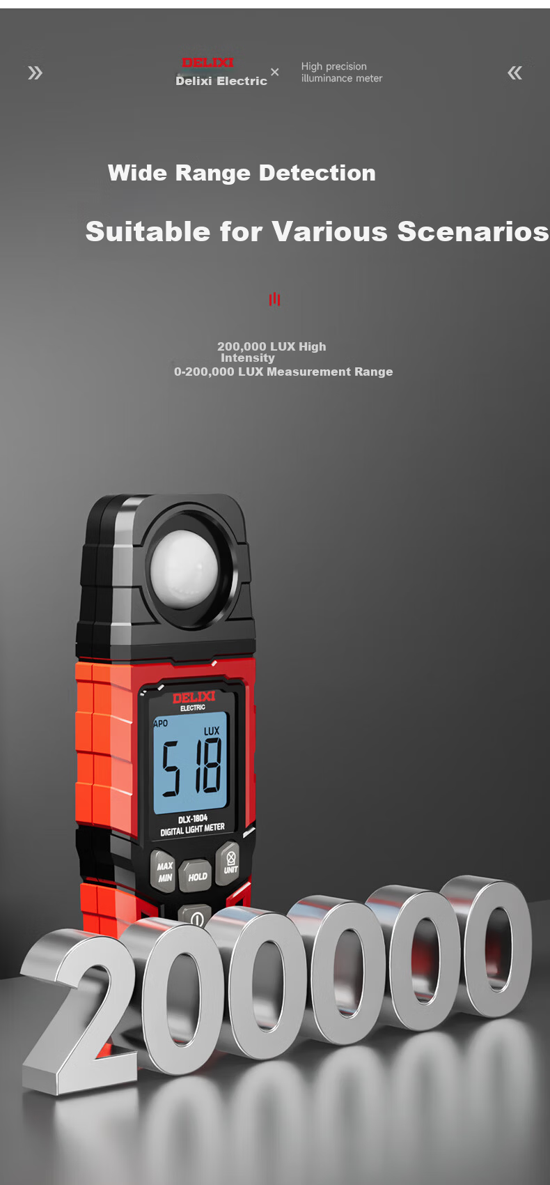 DELIXI ELECTRIC Digital Lux Meter Illuminance Meter Light Intensity Tester Brightness Detector Photometer Light Measurement Instrument 9