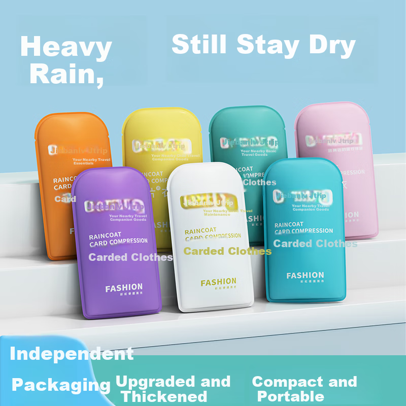 Jieban Travel Disposable Raincoat Thickened Portable Card Raincoat Long Anti-Storm Adult Outdoor Rain Poncho 5-Pack