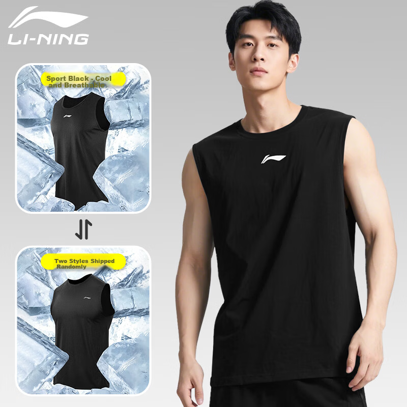 Li-Ning Sleeveless Sports Running Quick-Dry Vest for Men and Women Yoga Fitness Breathable Cool Base Layer Martial Arts M Black