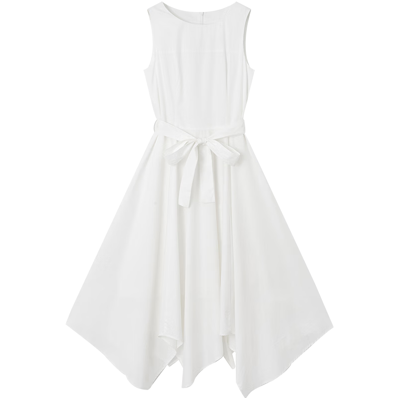 Demana Oxygen Pure Cotton Summer Elegant Off-Shoulder Sleeveless Waist-Cinching Asymmetric Slim Fit Dress for Women Premium Quality