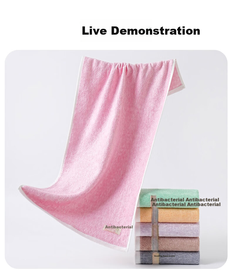 Bamboo 100 Bamboo Fiber Antibacterial Adult Large Towels 3-Pack Absorbent Lint-Free Face Towels 34×70cm 100g Each 18