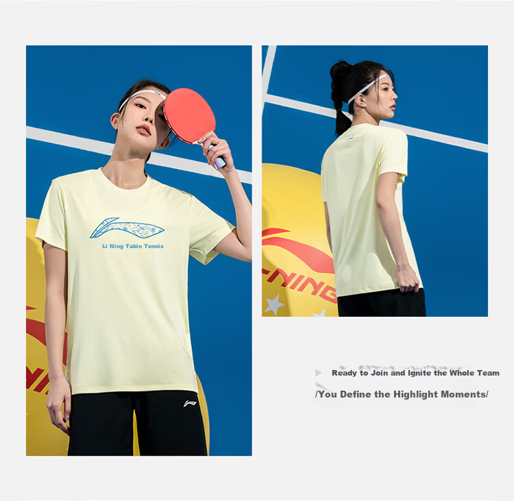 LI-NING Wang Chuqin Sun Yingsha Style Table Tennis Shirt T-Shirt Ma Long Style Quick-Dry Training Set Short Sleeve Shorts 10