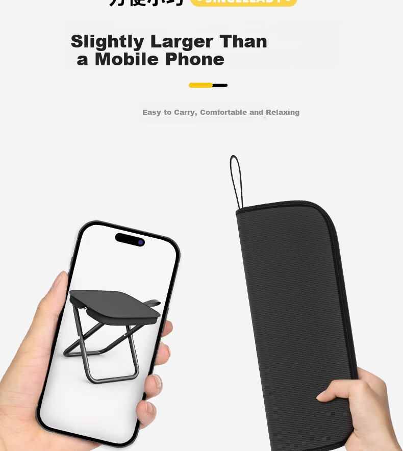 Grsaed Outdoor Folding Chair Portable Camping Stool Fishing Chair Sketching Chair Picnic Travel Metro Beige Small Size 2
