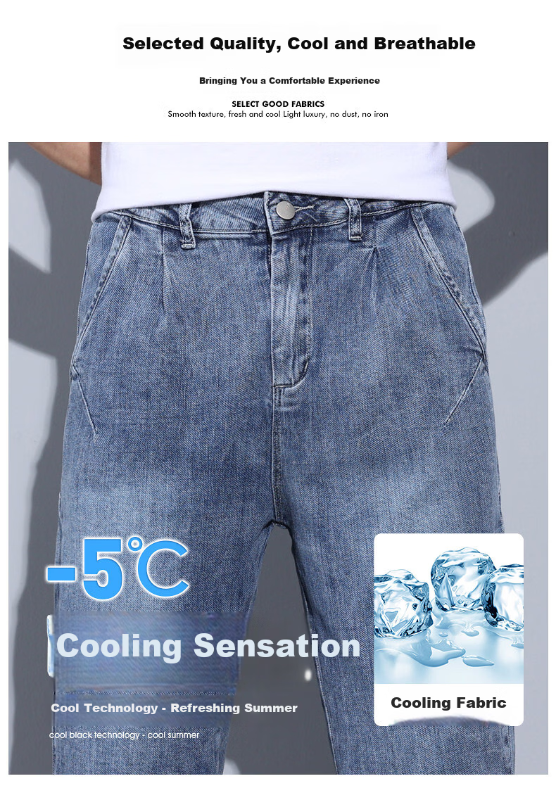 Playboy Men's Denim Shorts Summer Lightweight Loose Straight Casual Fashion Stretch Men's Capri Pants 4