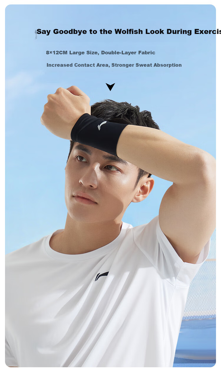 LI-NING Sports Wristband Cooling Sweat Towel Summer Lightweight Running Sweat-Absorbing Volleyball Badminton Wrist Support 13