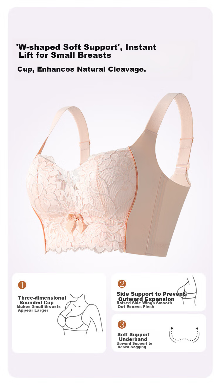 GRACEWELL Lace Push-Up Shaping Bra for Small Bust, Lift and Gather, Anti-Sagging, Side Support, Summer Bra 3