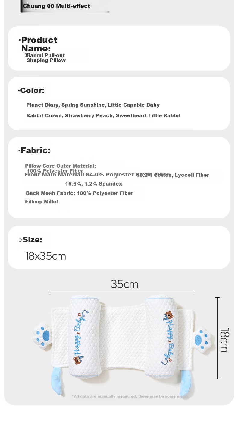 JOYNCLEON Baby Millet Shaping Pillow Newborn 0-6 Months Corrective Anti-Flat Head Baby Head Shaping Blue Jzt194671 12