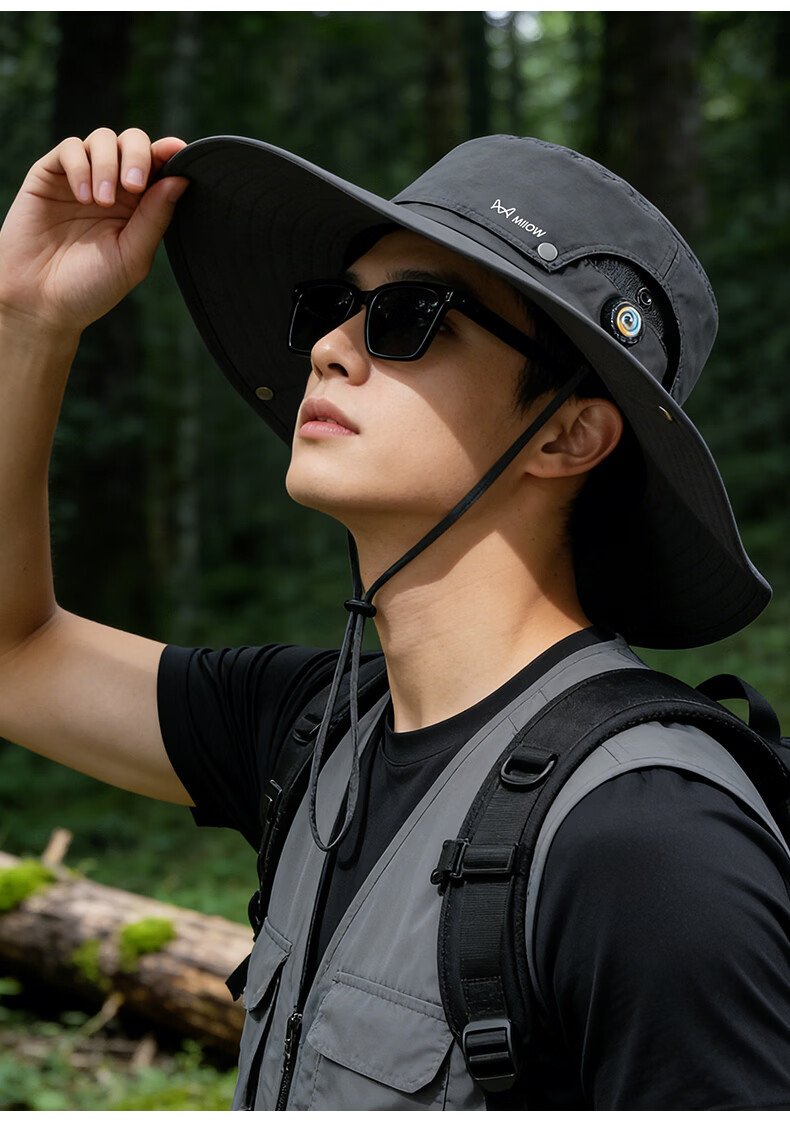 Miiow Men's Summer Sun Protection Hat Large Head Circumference UV Protection Outdoor Brim Mountaineering Climbing Fishing Bucket Hat 18