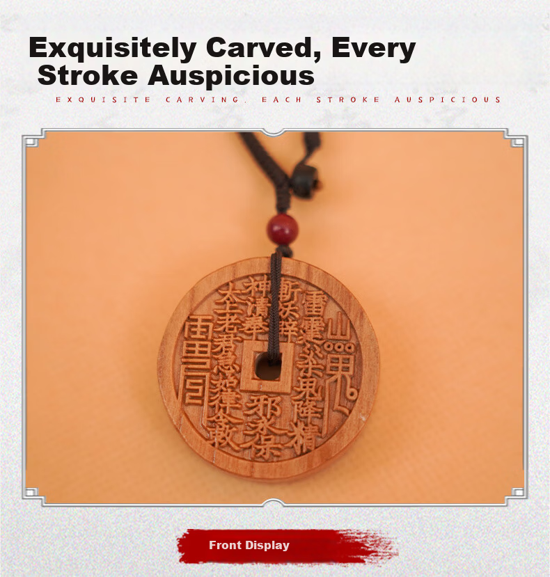 Original Craftsman Shangui Huaxian Peach Wood Safety Buckle Amulet Keychain Pendant Personal Hanging Ornament Diameter Approx. 3.5cm 6
