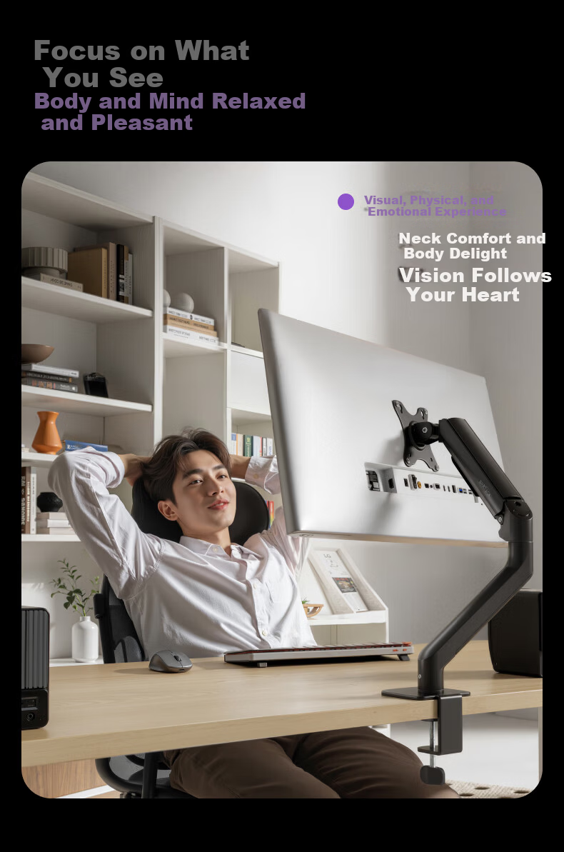 Brateck Beihu Monitor Stand Computer Desk Mount Inverted Display Arm Dormitory Floating Bracket 17-32 Inch E350pd Obsidian Black 9