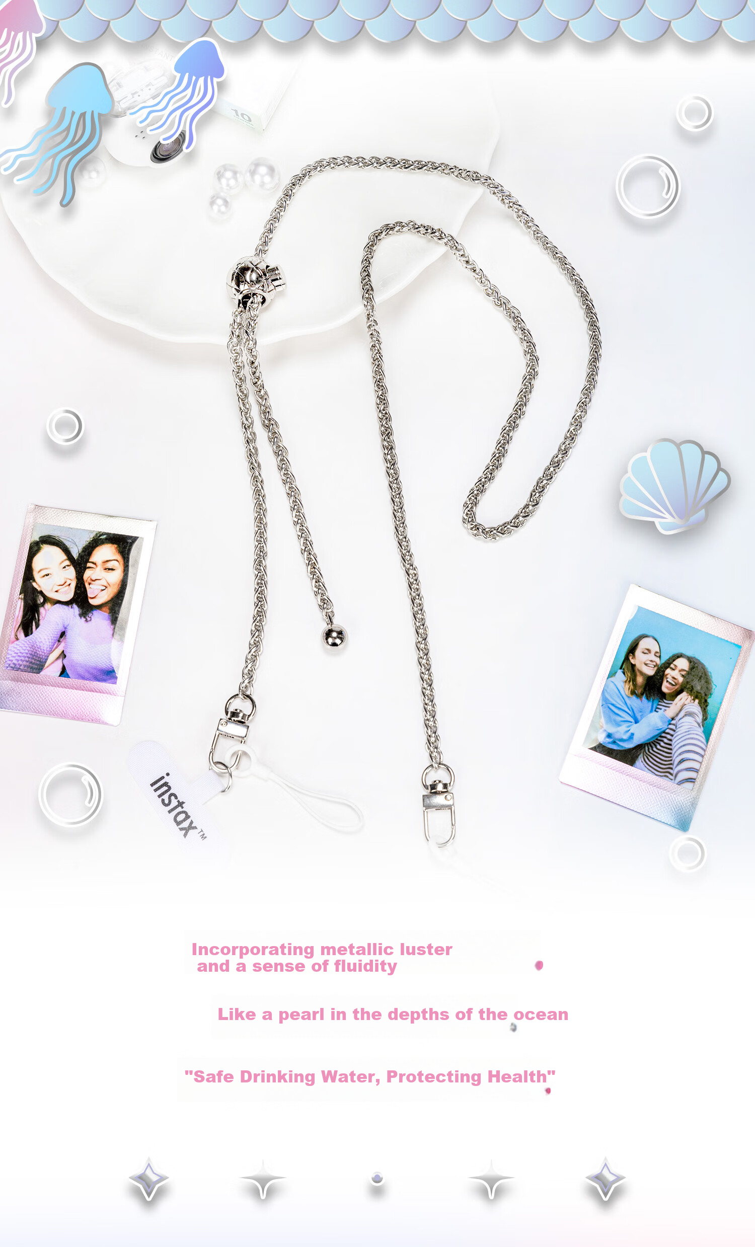 INSTAX Fujifilm Instant Camera Venus Day Metal Chain Shoulder Strap 2