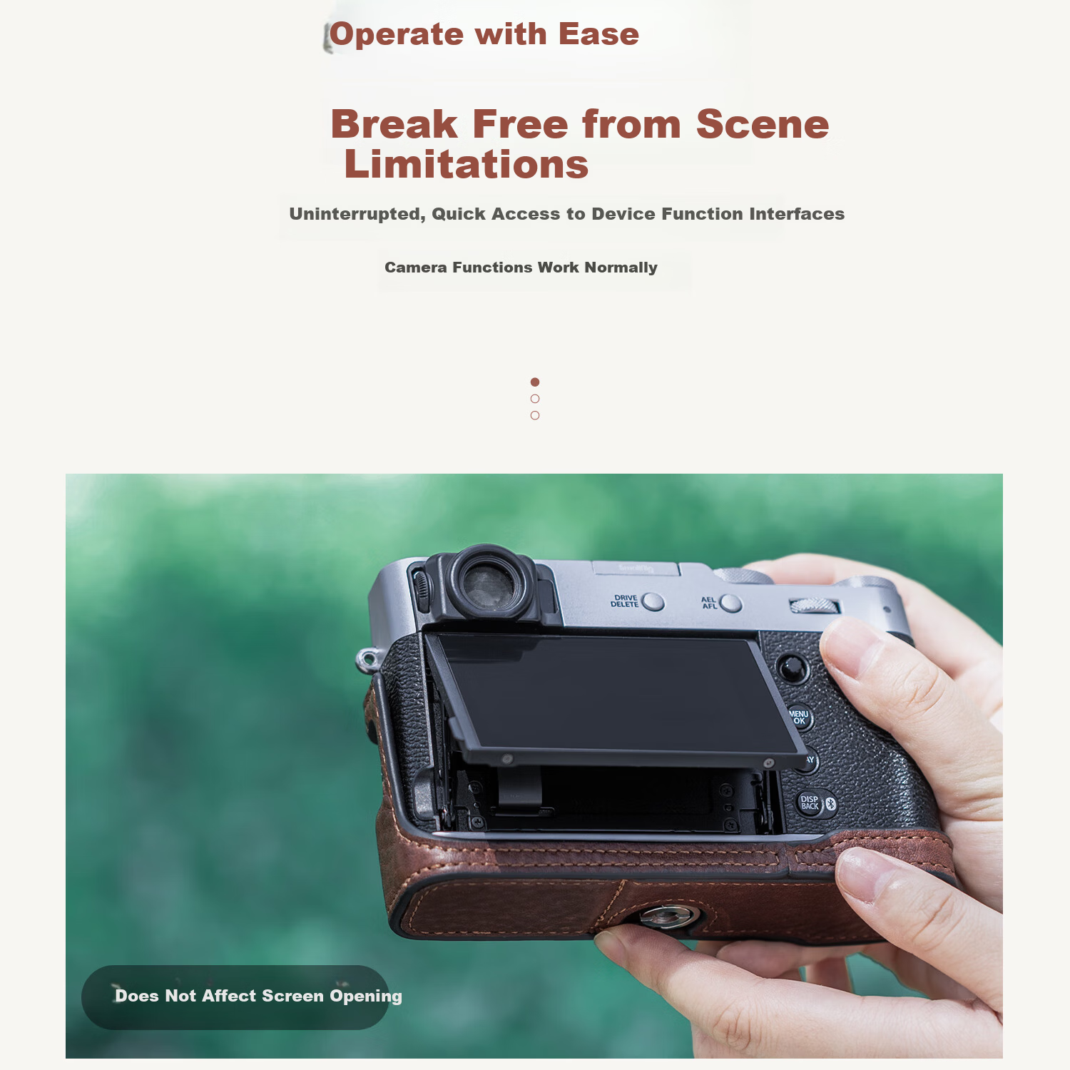 SmallRig 4709 Leather Camera Case for Fuji X-T50 Mirrorless Camera, Vintage Artistic Photography Travel Shooting Base, Half-Cover Leather Shell Strap Protective Cover 18