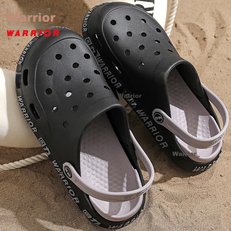 Warrior Couple's Clog Sandals Closed-Toe Four-Season Home Outdoor Casual Travel Dual-Wear Beach Shoes Lightweight Breathable Comfortable Durable Men's HL0119 Black Size 40