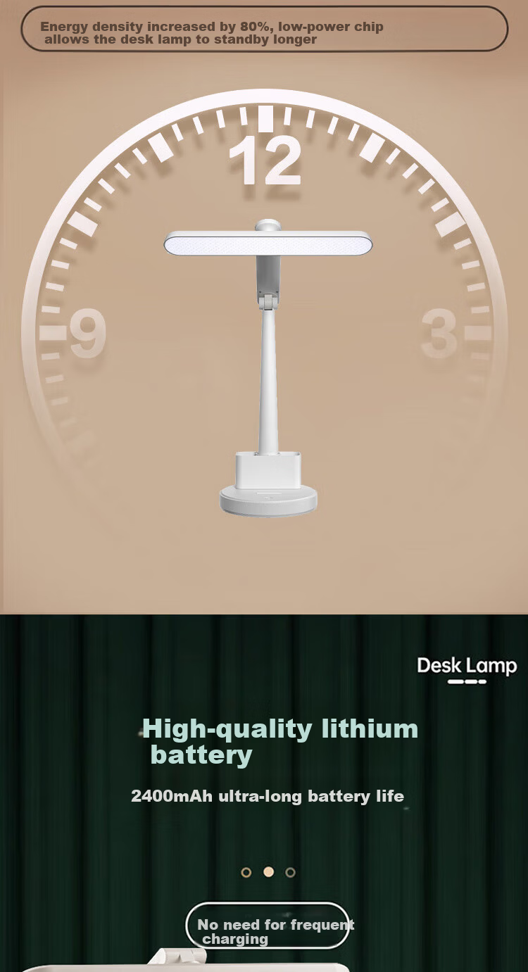 Bolanger Desk Lamp, Eye Protection, Study Lamp, Dormitory Lamp for Students, Rechargeable Table Lamp, Children's Bedroom Bedside Lamp, Reading Light 2