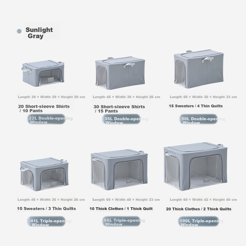 EACHY Clothes Storage Box Fabric Foldable Quilt Organizer Toy Storage Box - 50L Gray