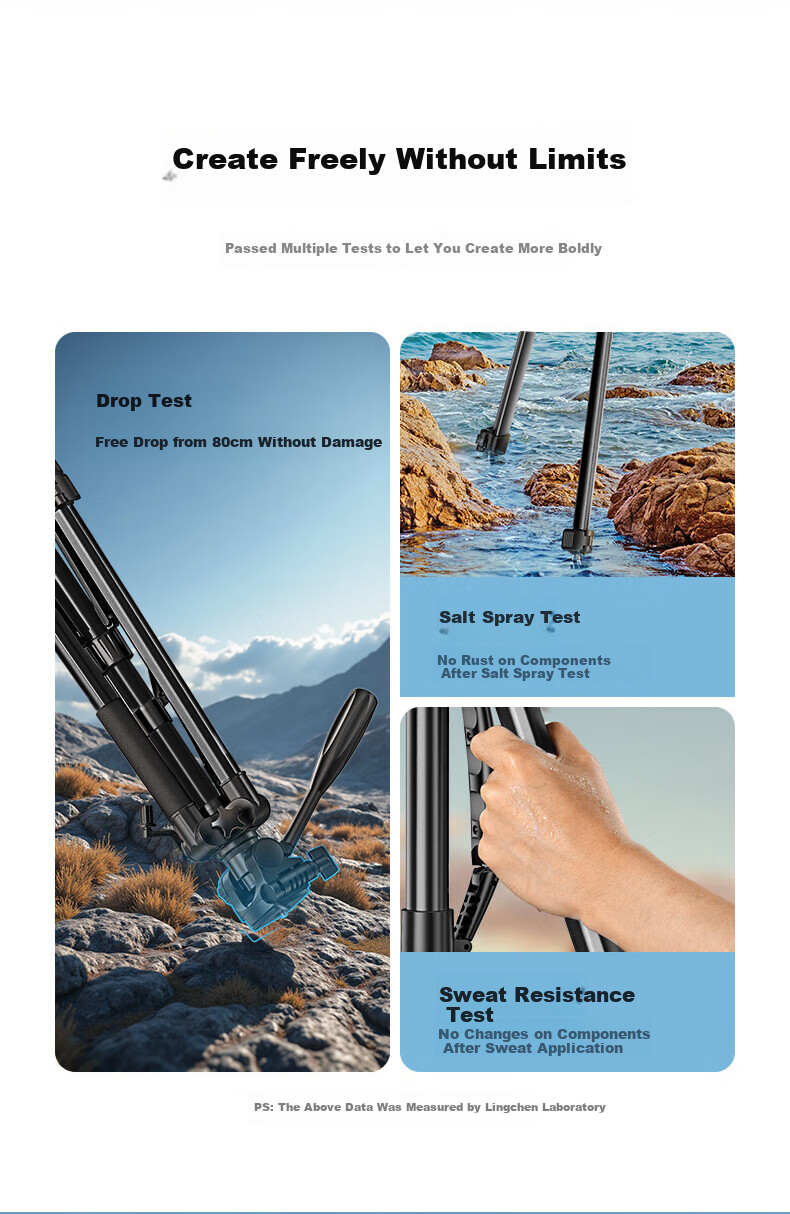 Lingchen Tripod Camera Stand DSLR Mirrorless Sony Canon Phone Live Streaming Photography Tripod Outdoor Portable 3D Pan Head Professional Stable Anti-Shake Stand 1.8m 6