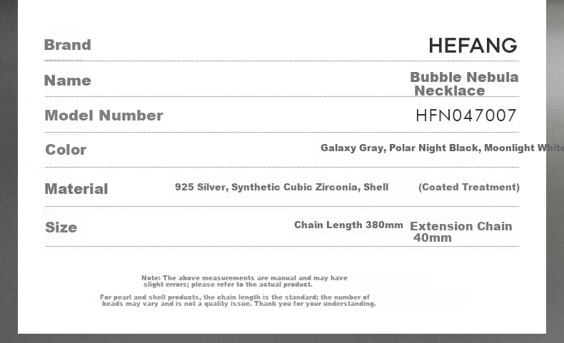 HEFANG Nebula Bubble Necklace Clavicle Chain Birthday Gift [520 Valentine's Day Gift] for Girlfriend 13
