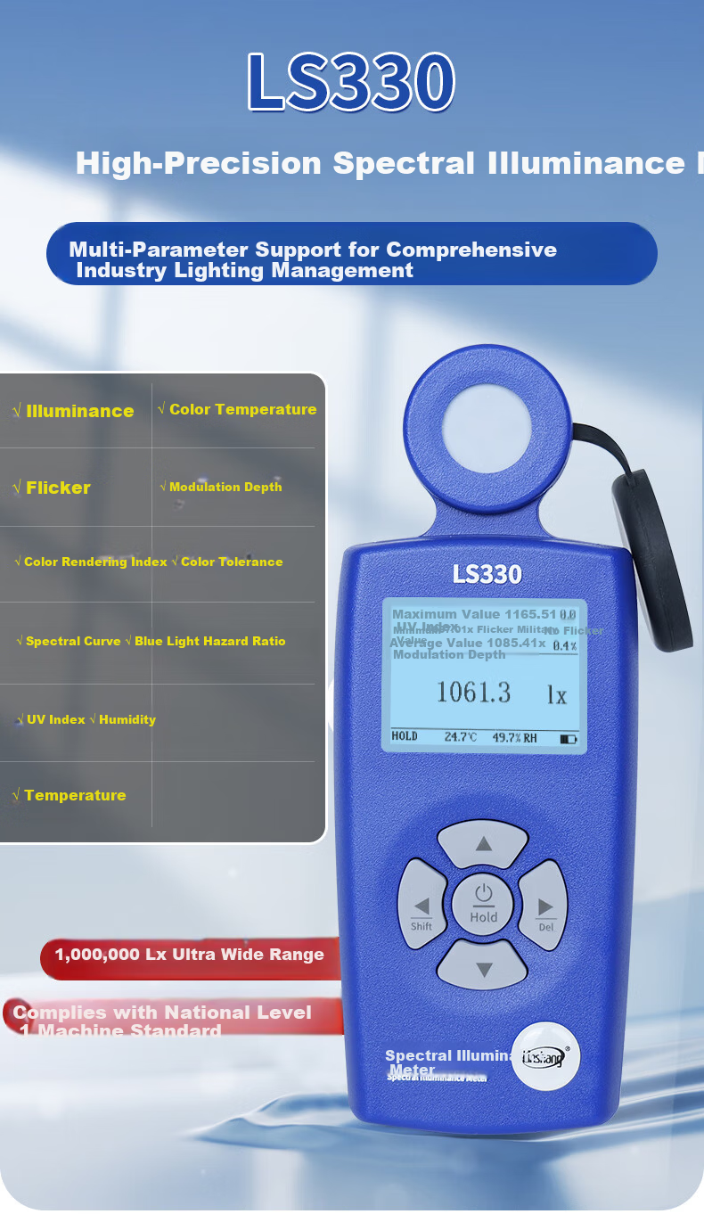 Linshang Spectral Color Temperature Illuminance Meter LS330 Light Plant Illuminance Tester UV Index Tester 1