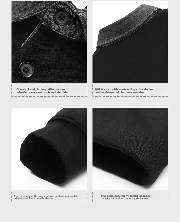 JEEP Men's Sweatshirt Long Sleeve T-Shirt Spring Autumn Heavyweight Loose Base Shirt Black 2XL 11