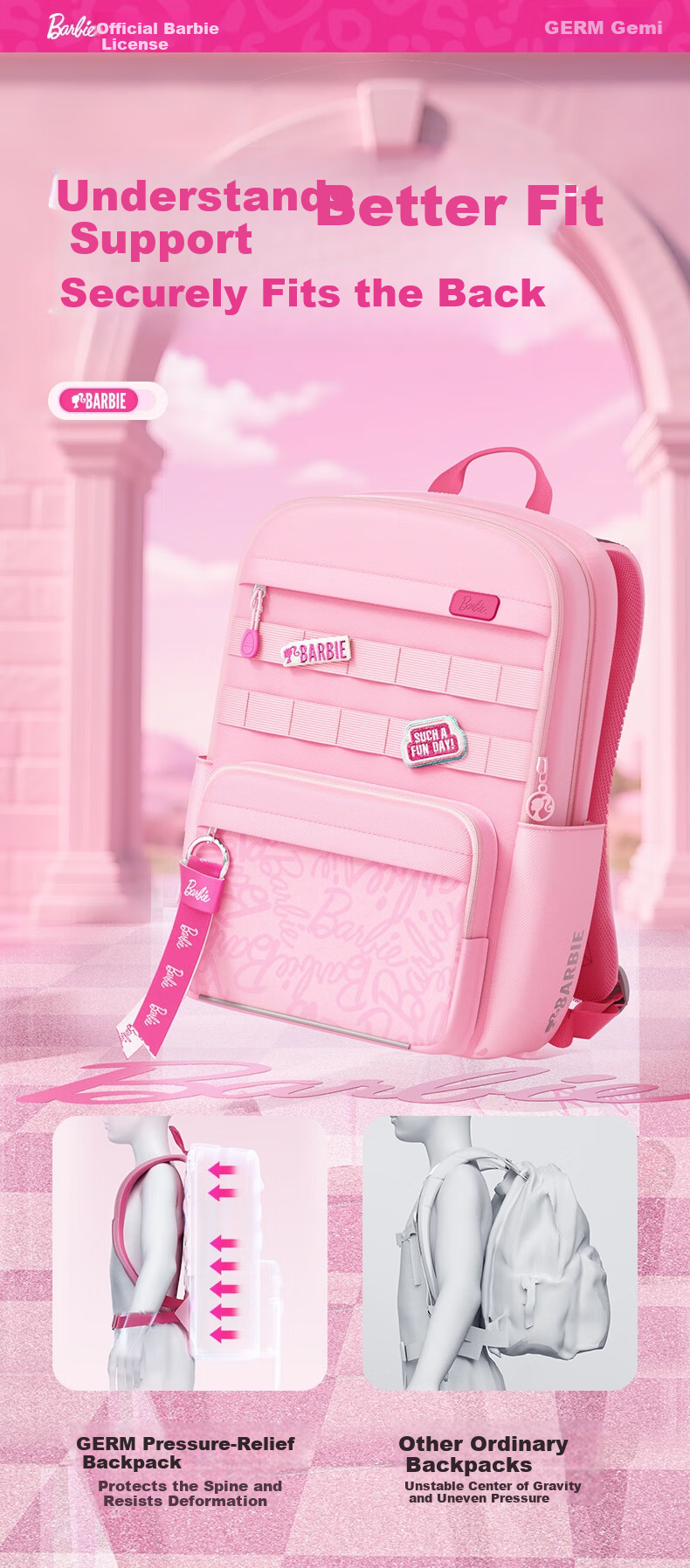 Germ Lightweight Large Capacity School Backpack for Elementary and Middle School Girls Grades 4-6 2