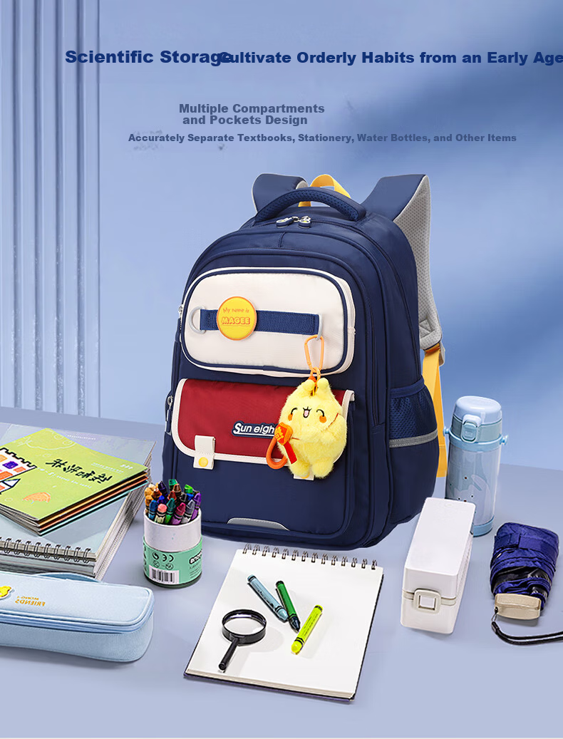 Sunshine 8 O'clock Primary School Backpack Maiji Children's Backpack Boys Girls Spine Protection Lightweight 1-3-6 Grade Double Shoulder Bag 4