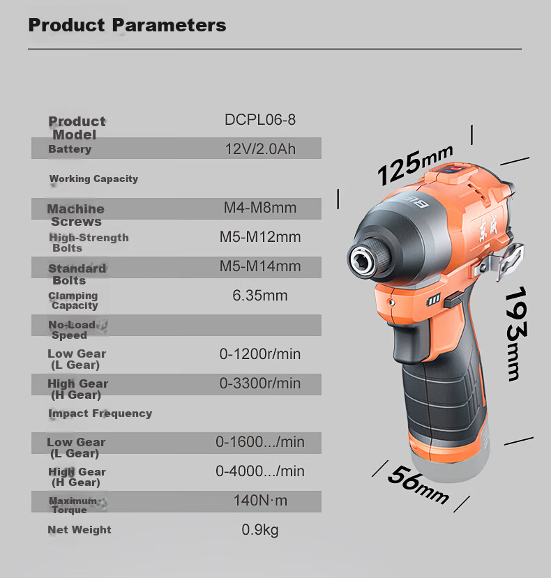 Dongcheng 12V Brushless Impact Screwdriver High Torque Cordless Drill Electric Screwdriver DCPL06-8(D) Single Battery 17