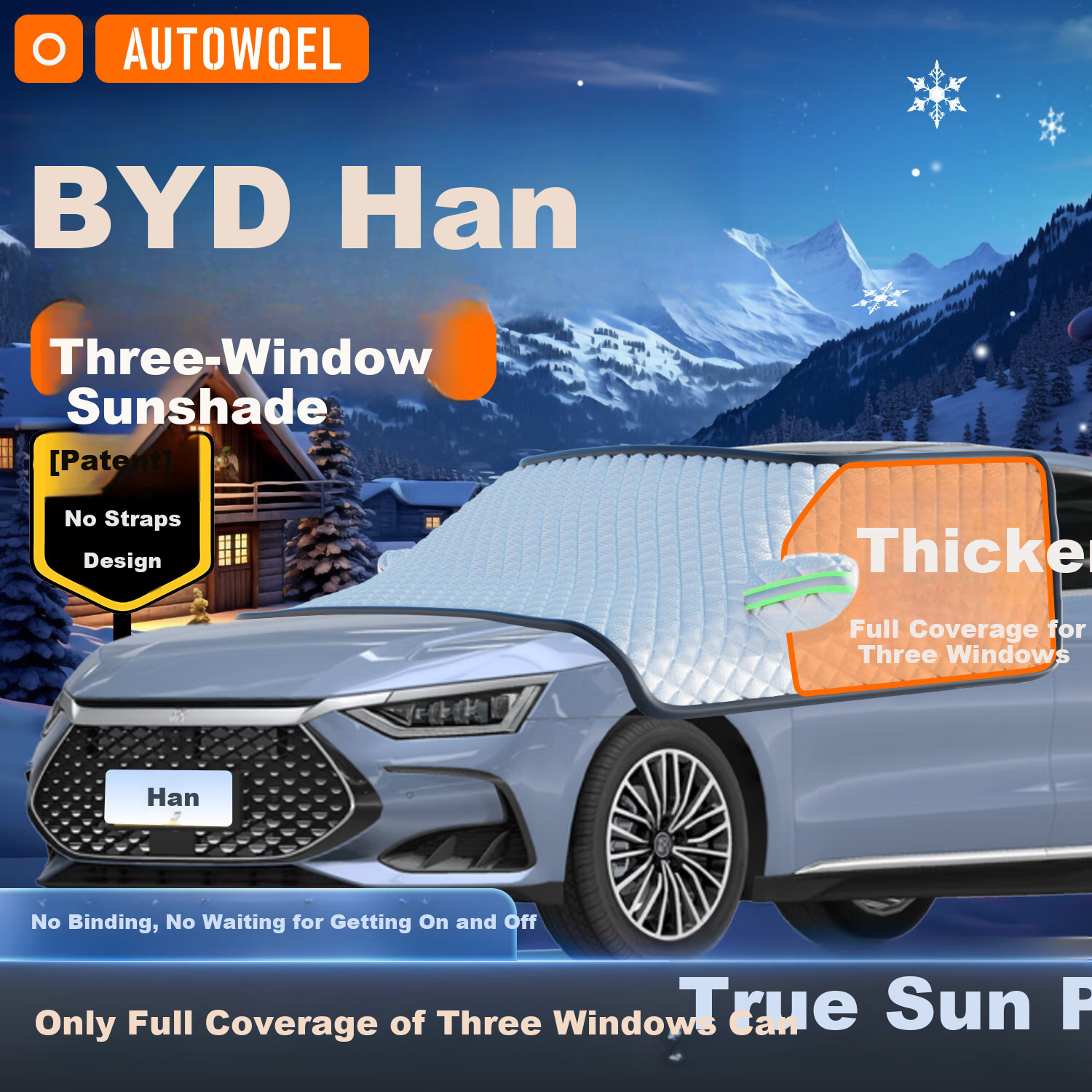 AUTOWOEL BYD Han DM-i Snow Cover Car Front Windshield Snow Shield Frost and Freeze Protection Winter Windshield Cover