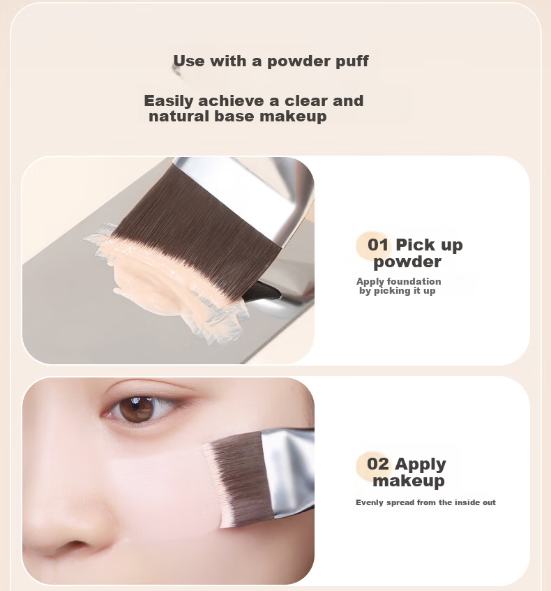 Huayang Green Cloud Mermaid Foundation Brush - 1 Piece, Non-Powder Absorbing, Streak-Free Makeup Brush, Cangzhou Cosmetic Brush 4