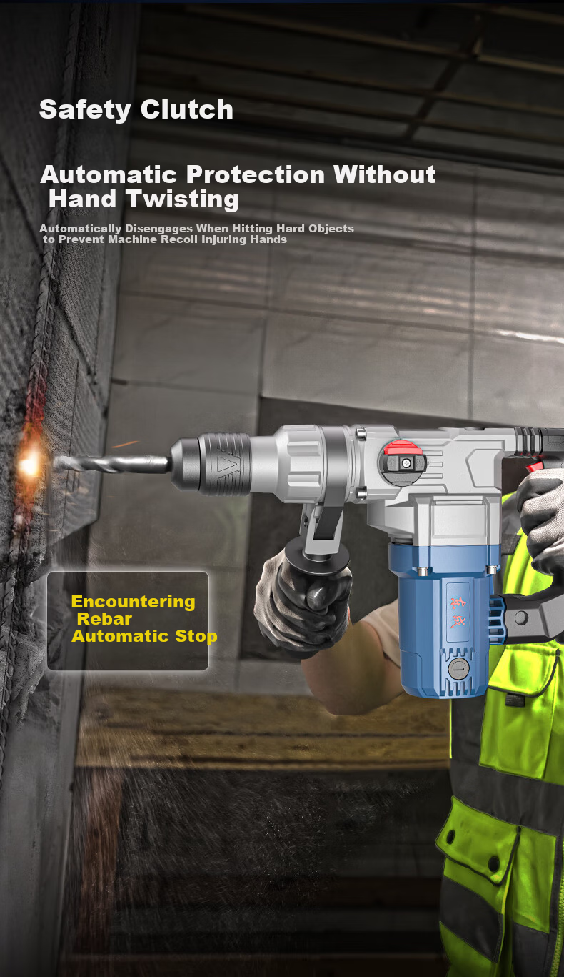 Dongcheng 1500W High Power Electric Hammer Drill Dual-Use Variable Speed Z1C-FF-45 Concrete with Safety Clutch 7