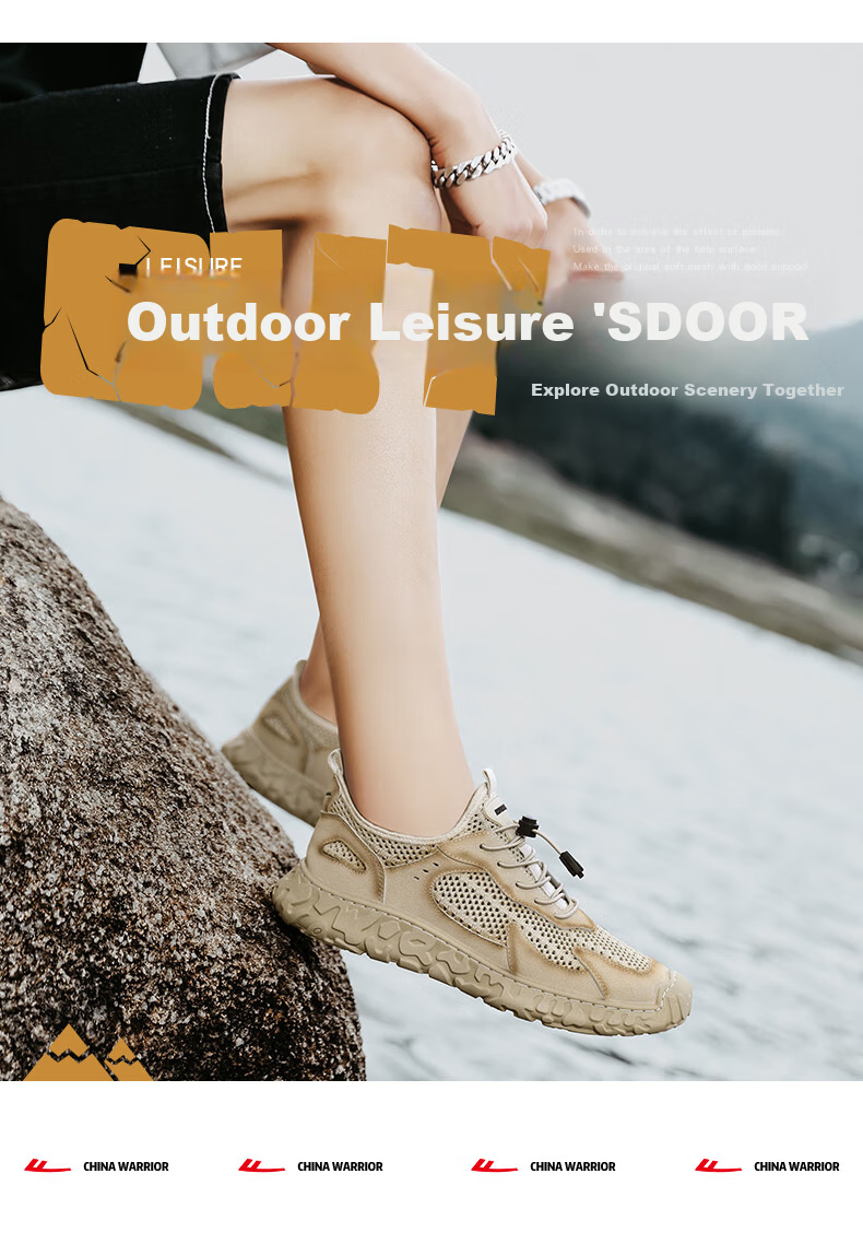 Warrior Men's Summer Breathable Shoes Men's Beach Shoes Men's Closed-Toe Sandals 2929C Beige Size 39 1
