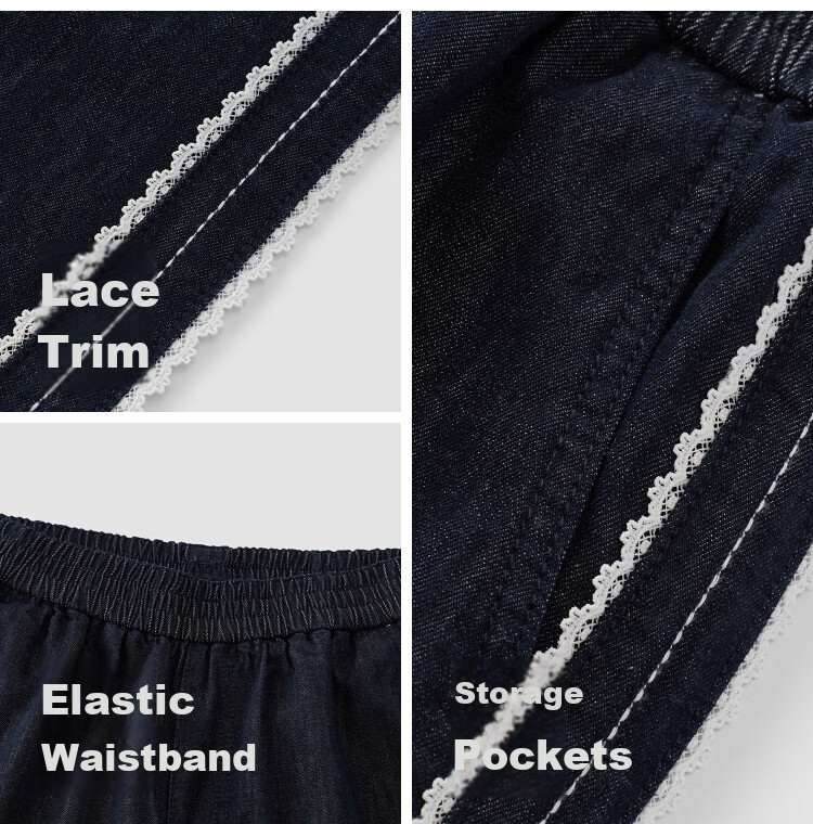 Semir Women's Summer Denim Jeans Lace Trim Wide Leg Loose Fit 2026 Lazy Floor-Length Pants 109326124008 5