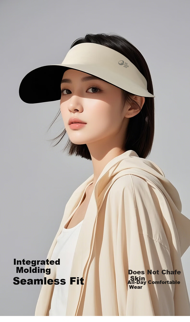 GOLOVEJOY Sun Protection Hat Open Top Summer Outdoor Sports Cycling Commuting Sunshade Wide Brim Foldable Gray 2