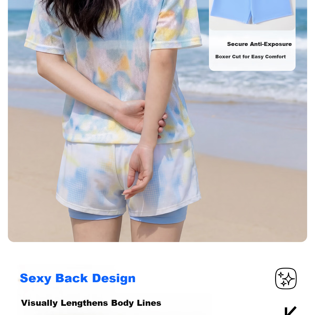 361° Women's Three-Piece Swimsuit Set Loose Plus Size Slimming Beach Swimming Diving Vacation Swimwear Hot Spring 10