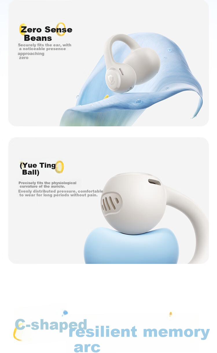 Baseus BC1 Lite 2026 Latest Bluetooth Ear Clip Open-Ear Sports Headset Long Battery Life Ear-Hanging Starry Blue 4