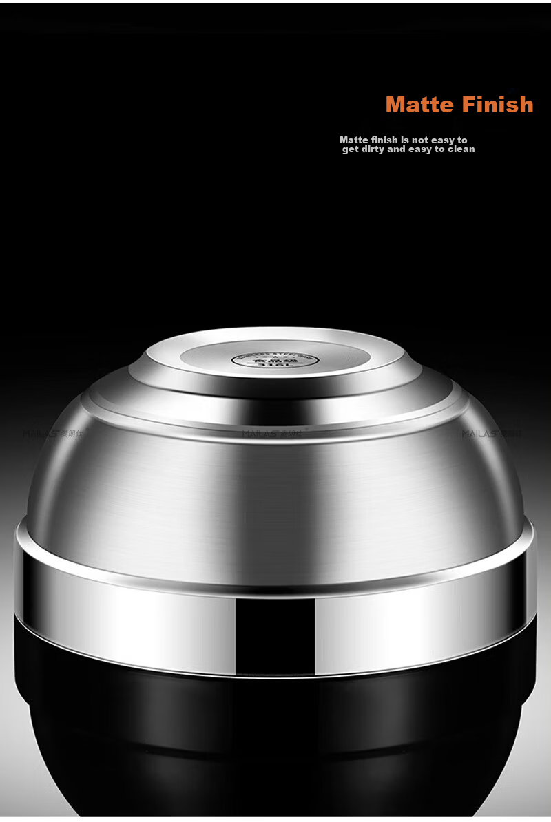 Mailangshi 11.5cm Double-Layer Thickened 304 Stainless Steel Soup Bowl, Anti-Scald Commercial Rice Bowl for Canteen 11
