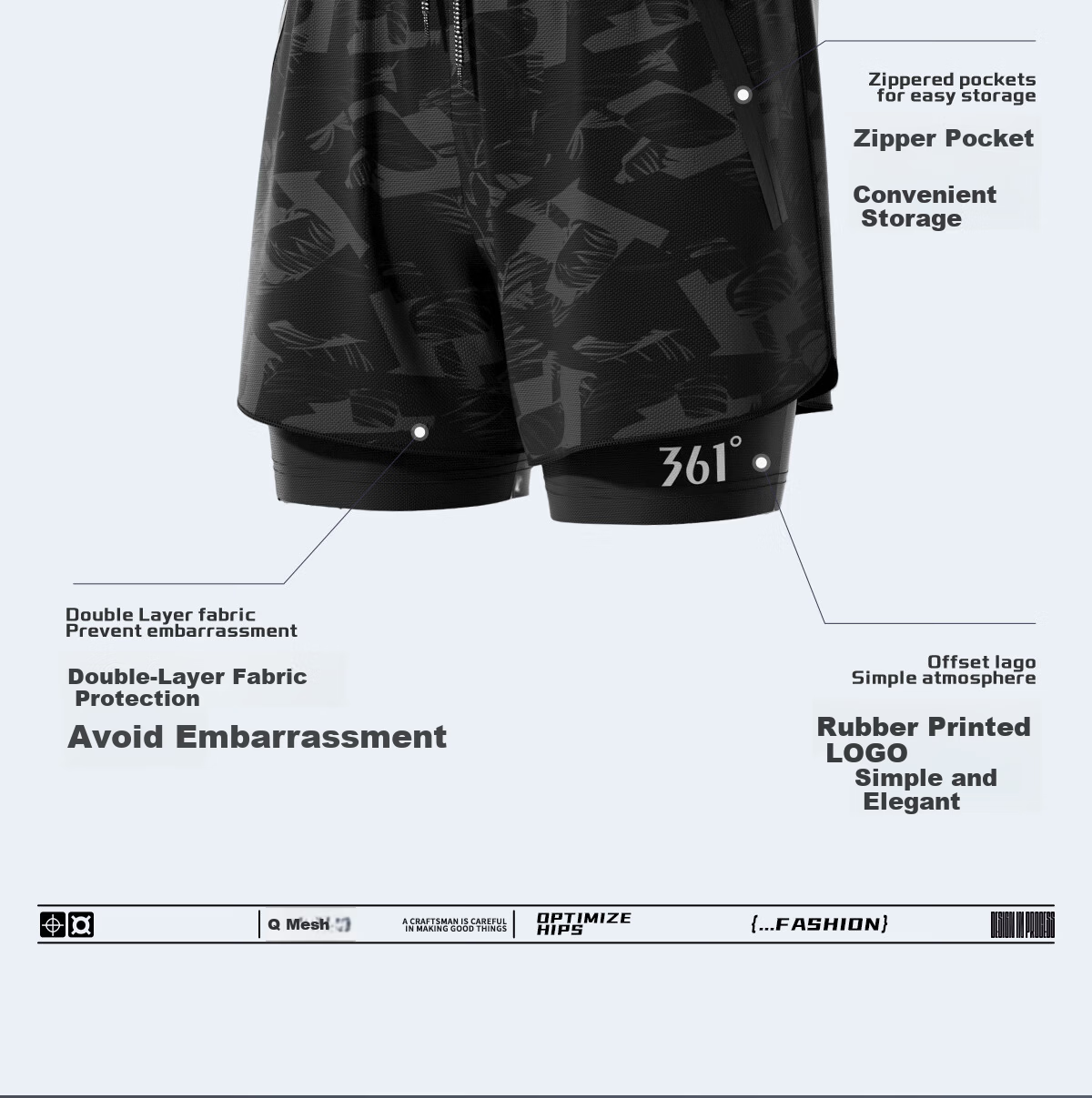 361° Men's Double-Layer Quick-Dry Swim Trunks Beach Shorts for Adults and Youth Spa Swimming Pants 8