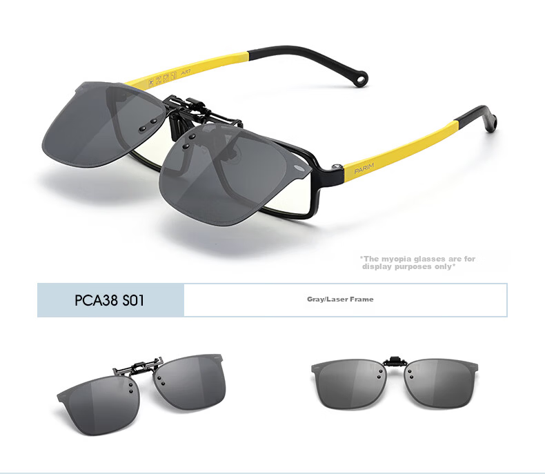PARIM Kids Myopia Clip-On Sunglasses Ultra-Light Flip-Up Polarized Clip-On Sun Glasses Student UV Protection 5