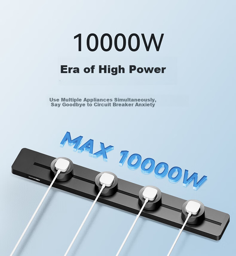 NVC Lighting Track Socket Surface Mounted No-Drill Wall-Mounted Movable Wall Rail Socket 80cm + Four Five-Hole Outlets Black 12