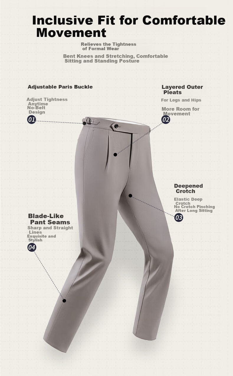 Goldlion Yun Chui Men's Spring Summer Dress Pants Machine Washable Slim Fit Business Trousers Light Coffee 32 5