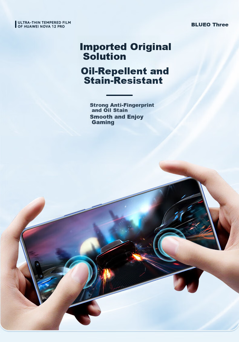 BLUEO Screen Protector for Huawei nova14pro/13pro/12pro, nova12ultra Tempered Glass Full Glue Curved HD Anti-Fingerprint Drop and Scratch Resistant Protective Film 8