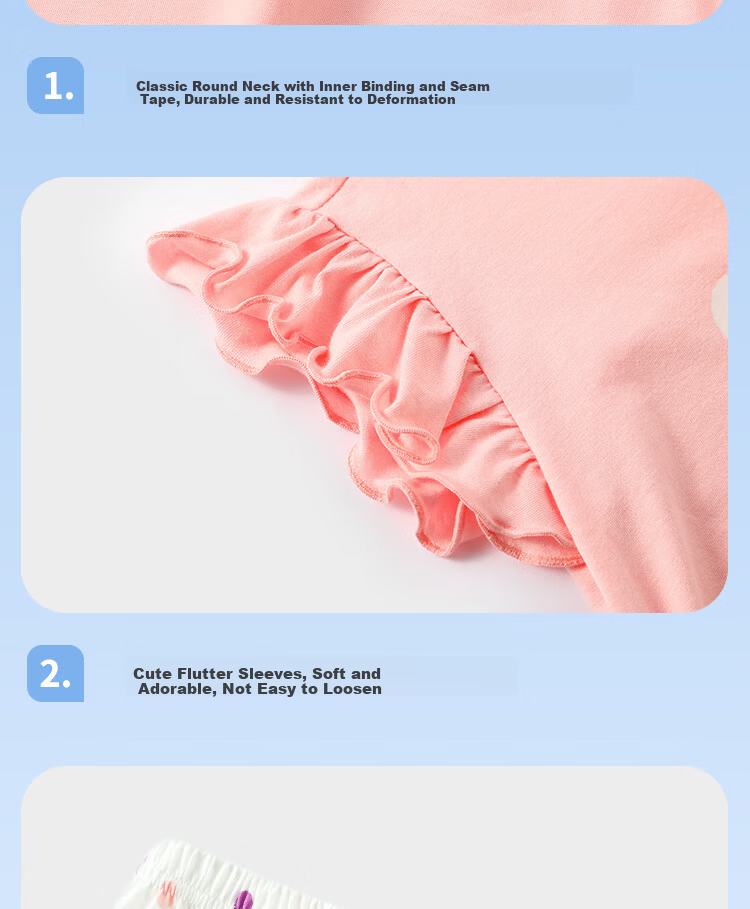Badibadi Summer Baby Toddler Girls Cotton Short Sleeve T-Shirt and Pants Set Lightweight Breathable Doll Baby Size 90 11