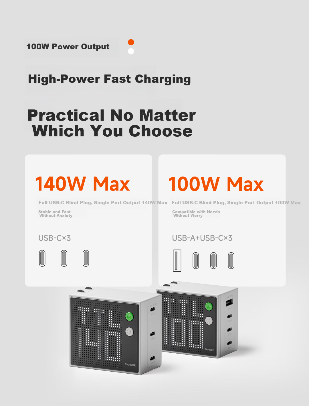 SHARGE [Flash Extreme China Aircraft Carrier Collaboration] Dot Matrix Screen Smart Display 67W GaN Apple 17 Pro Charger Type-C Multi-Port PD 65W and 40W Fast Charging Adapter Blue 21