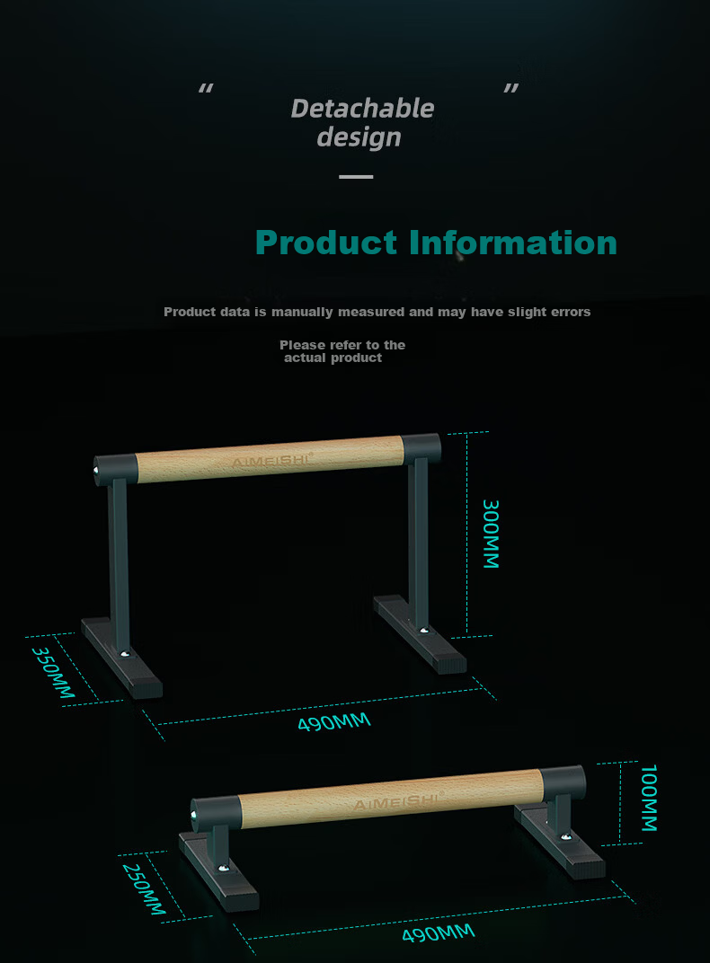 AiMeiShi Wooden Push-Up Stand Male Training Aid Solid Wood Street Workout Russian Style Back Extension I-Shaped Support 10
