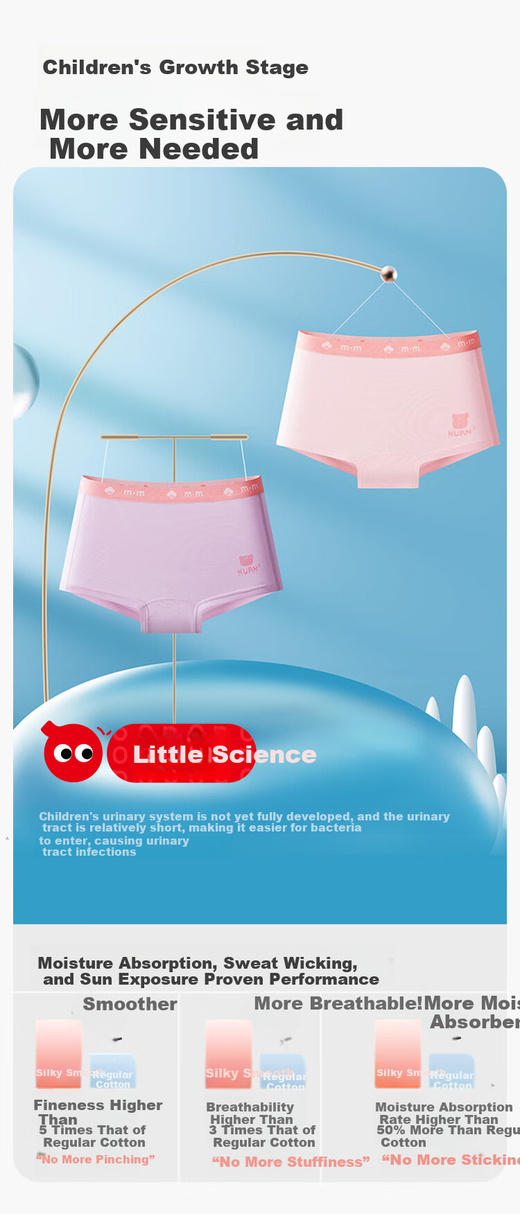 Hodo Children's Underwear Boys and Girls Class A Antibacterial Lyocell Shorts Youth Development Boxer Briefs Spring Season 150 2