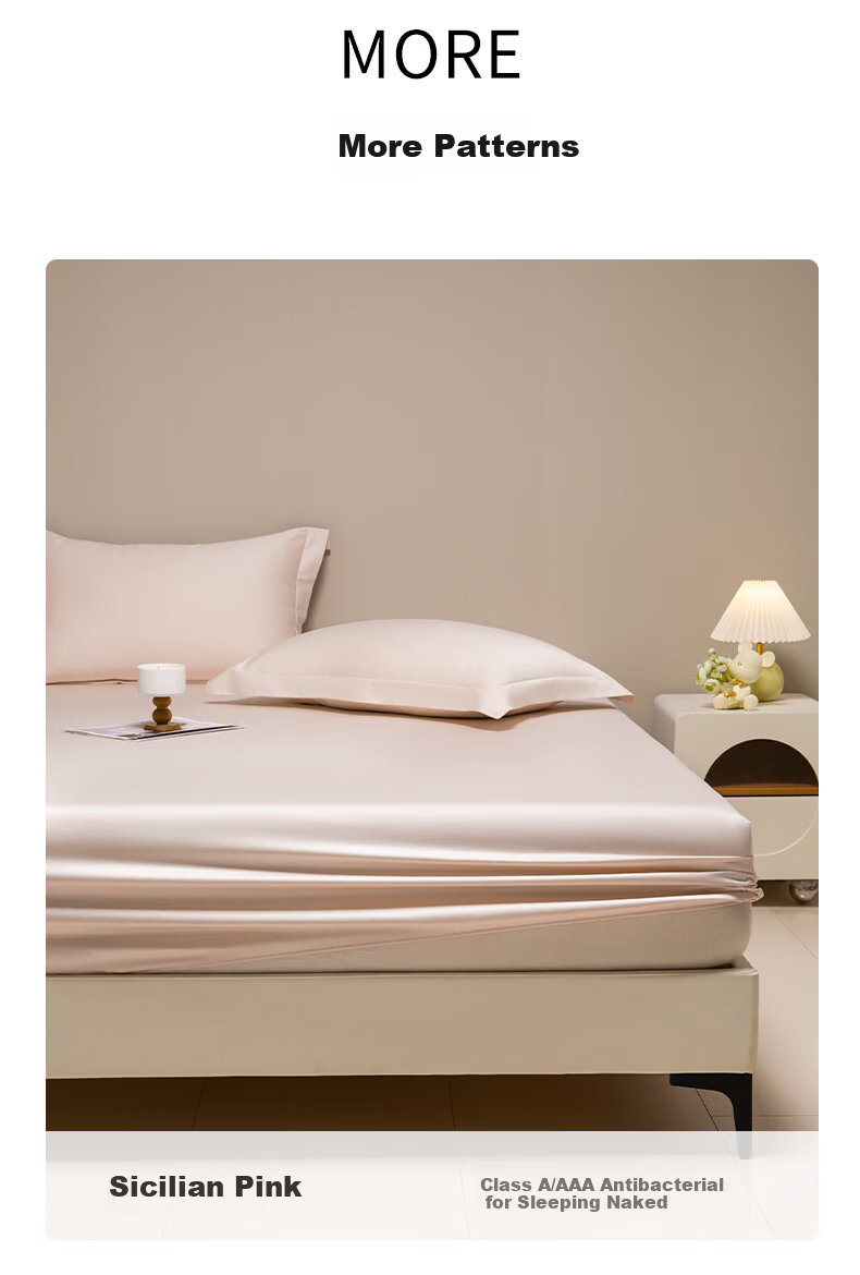 AMOR Antibacterial Class A, 100 Pieces, Satin Fitted Sheet, Single Mattress Protector Cover, Pure Cotton, Phantom Grey, 1.5x2 Meters 24