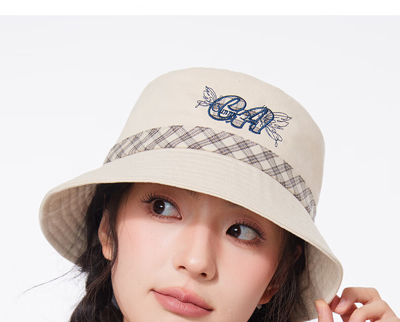 CACUSS Women's Fisherman Hat Spring Summer Outdoor Casual Embroidered Sunshade Breathable Cotton Bucket Hat Slimming Face Lanye Black 17