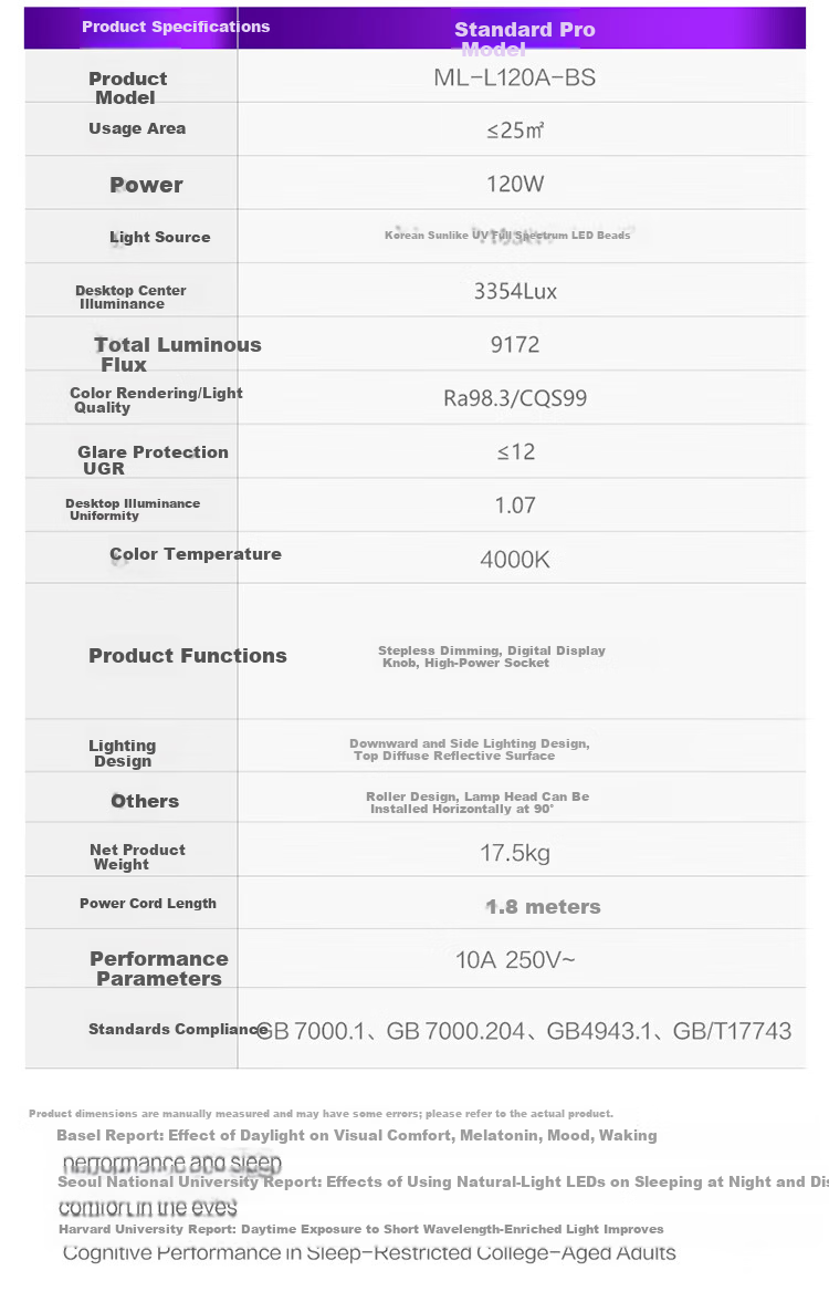 BULL Xiaoqingkong Eye Protection Street Lamp Floor Lamp Purple Light Full Spectrum Children's Study Desk Lamp Standard Air Model 15