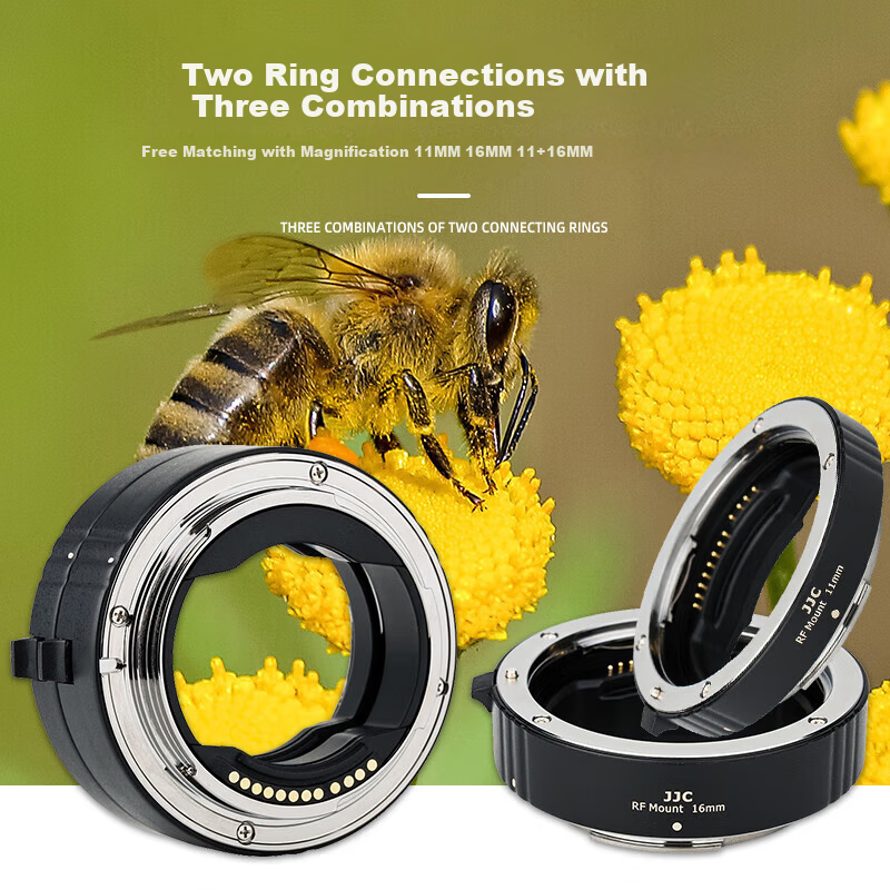 JJC Close-Up Lens Adapter Macro Extension Tube RF Mount for Canon R52/II R7 R50 R10 R8 R3 RP R5C R6II R1 Cameras