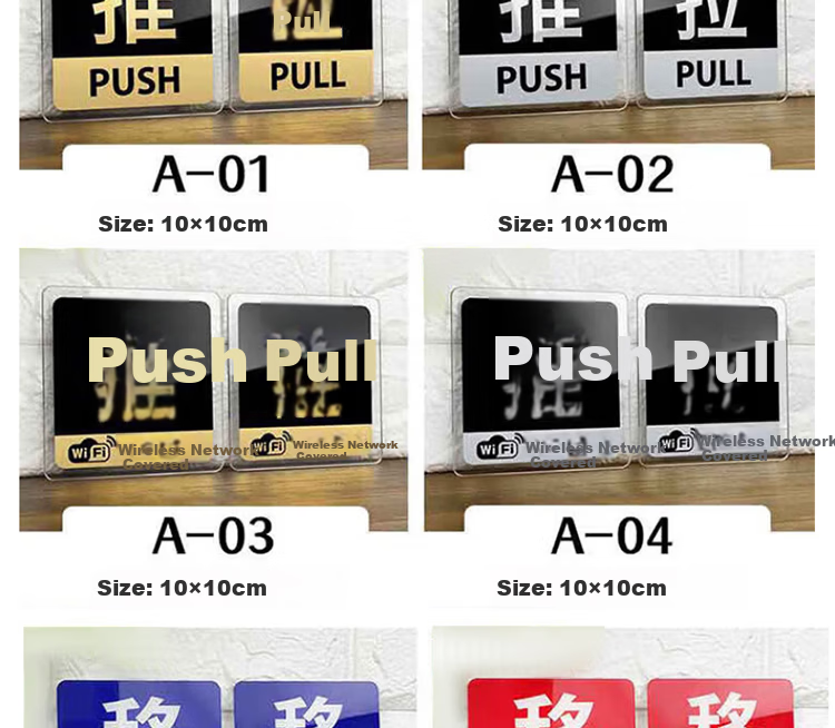Aimohui Sliding Signboard Fortune Cat Door Sticker Acrylic Glass Door Sticker Shop Hotel Reminder 1 Pair 15cm*10cm 12