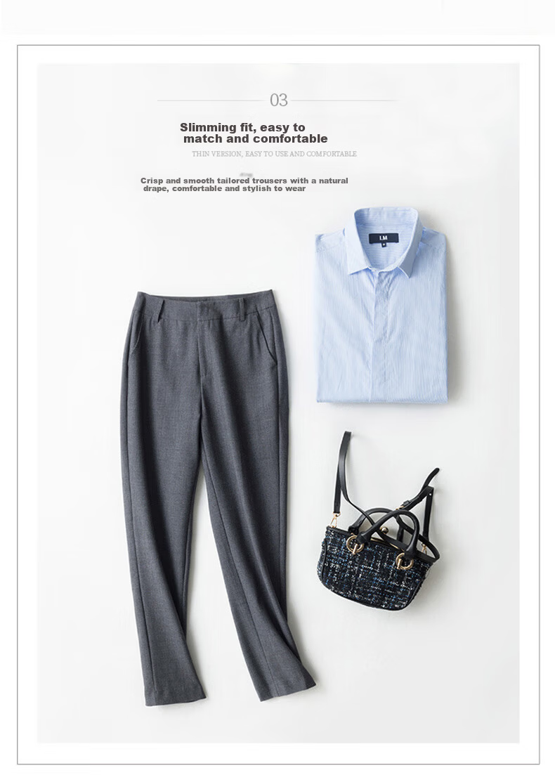 Langsha Women's Spring Summer Thin Suit Pants Pencil Pants Cigarette Pants Professional Workwear Commuter Casual Trousers 17